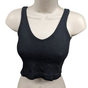 Out From Under Plunge Ribbed Seamless Knit Cropped Cami Sz M
